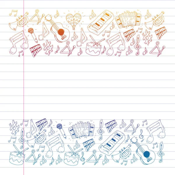 Fond musical pour motifs. Illustration vectorielle avec instruments de musique . — Image vectorielle