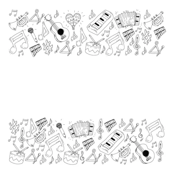 Fond musical pour motifs. Illustration vectorielle avec instruments de musique . — Image vectorielle