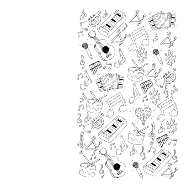 Fundo musical para padrões. Ilustração vetorial com instrumentos musicais . — Vetor de Stock
