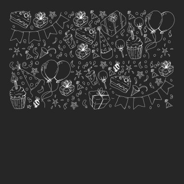 Doğum günü partisi. Desen davetiye, afiş, şablonlar için.