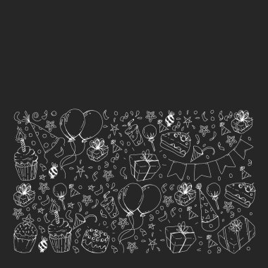 Doğum günü partisi. Desen davetiye, afiş, şablonlar için.