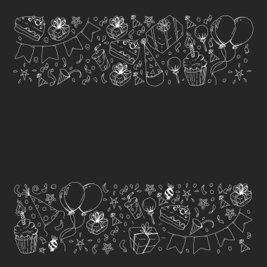 Doğum günü partisi. Desen davetiye, afiş, şablonlar için.