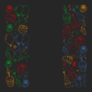 Doğum günü partisi. Desen davetiye, afiş, şablonlar için.