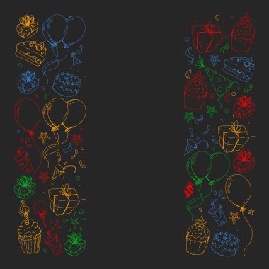 Doğum günü partisi. Desen davetiye, afiş, şablonlar için.