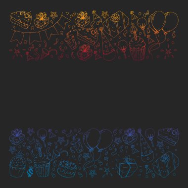 Doğum günü partisi. Desen davetiye, afiş, şablonlar için.