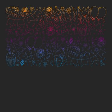 Doğum günü partisi. Desen davetiye, afiş, şablonlar için.