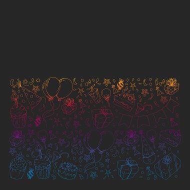 Doğum günü partisi. Desen davetiye, afiş, şablonlar için.