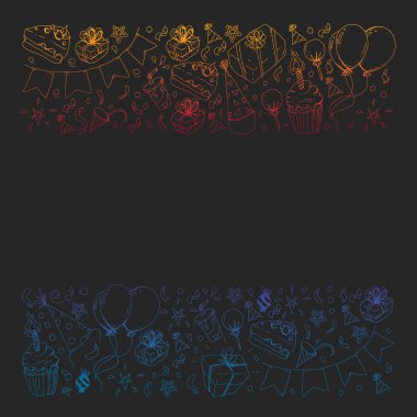 Doğum günü partisi. Desen davetiye, afiş, şablonlar için.