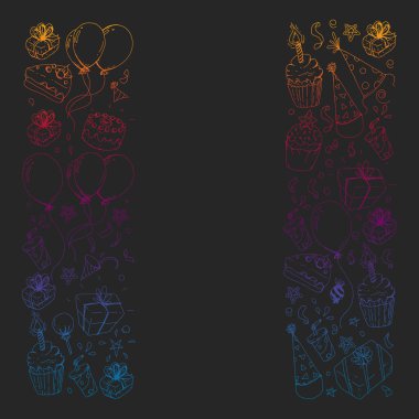 Doğum günü partisi. Desen davetiye, afiş, şablonlar için.