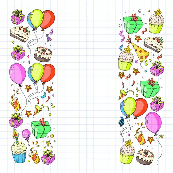 Fiesta de cumpleaños. Patrón para invitaciones, banners, plantillas . — Vector de stock