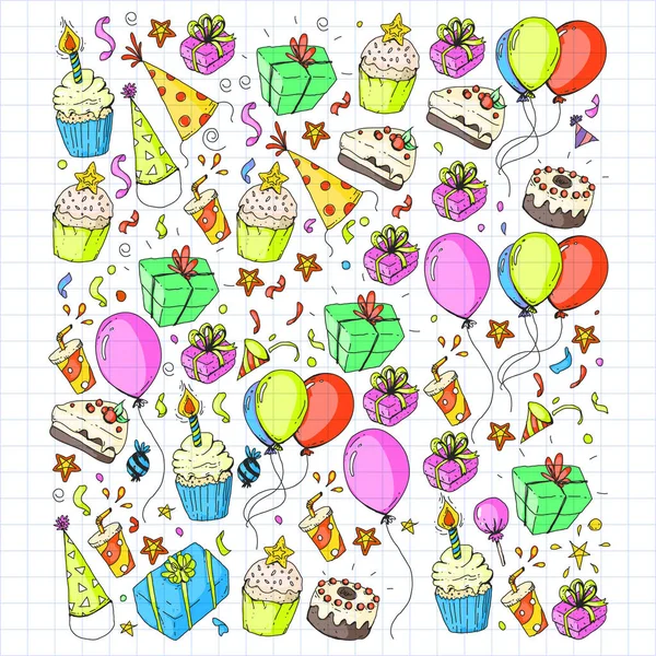 Birthday party. Pattern for invitations, banners, templates. — Stock Vector