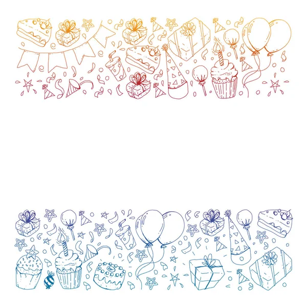 Birthday party. Pattern for invitations, banners, templates. — Stock Vector