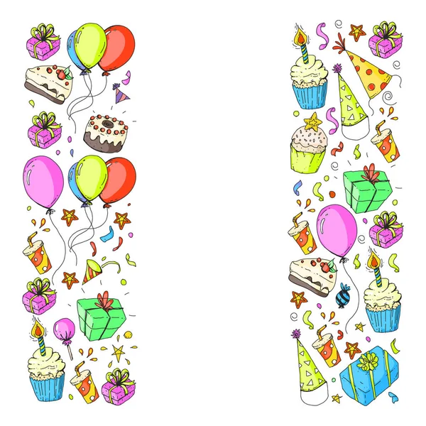 Birthday party. Pattern for invitations, banners, templates. — Stock Vector
