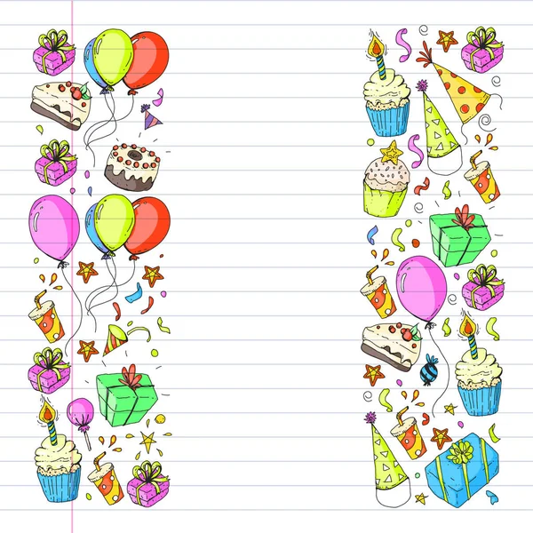 Birthday party. Pattern for invitations, banners, templates. — Stock Vector