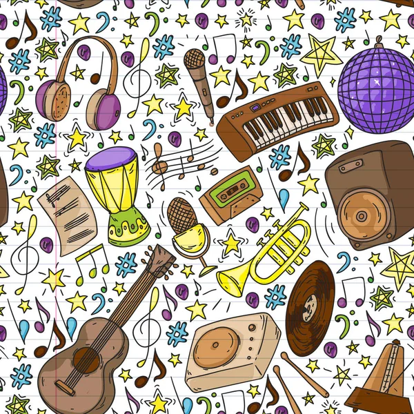 Μουσικό μοτίβο για αφίσες, πανό. Φεστιβάλ μουσικής, Καραόκε, ντίσκο, ροκ. — Διανυσματικό Αρχείο