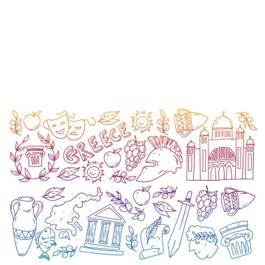 Yunanistan elemanları seyahat. Dergi, Web, Turizm için Yunanistan sembolleri