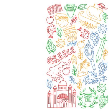 Yunanistan elemanları seyahat. Dergi, Web, Turizm için Yunanistan sembolleri