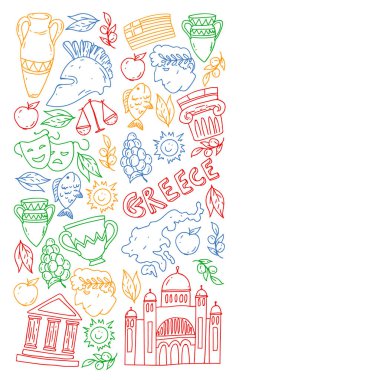 Yunanistan elemanları seyahat. Dergi, Web, Turizm için Yunanistan sembolleri