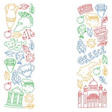 Yunanistan elemanları seyahat. Dergi, Web, Turizm için Yunanistan sembolleri