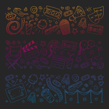 Sinema desen vektör simgeleri ile. Film,