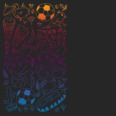 Rio de Janeiro Brezilya. Ulusal sembollü vektör deseni.