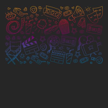 Sinema desen vektör simgeleri ile. Film,