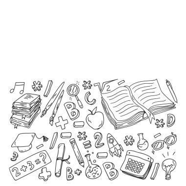 Okul konseptine geri dönelim. Eğitim, öğrenme, açık kitap, bilgi. Modern eğitim şablonu tasarımı.