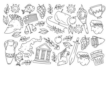 Yunanistan elemanları seyahat. Dergi, Web, Turizm için Yunanistan sembolleri