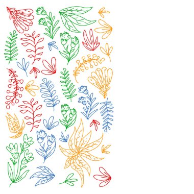 El vektör çiçek çizilmiş, elemanları bırakır. Logo, tebrik kartı, düğün tasarımı için desen.