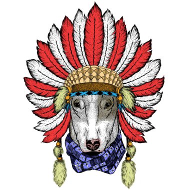 Bullterrier, dostum. Çizgi film hayvanı portresi.