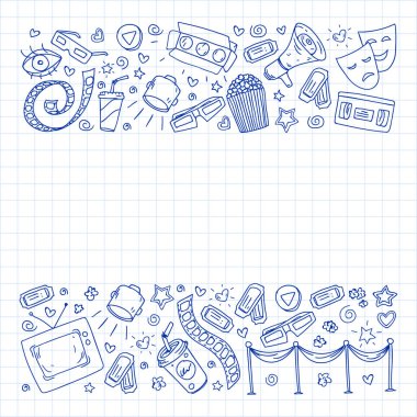 Sinema desen vektör simgeleri ile. Film,