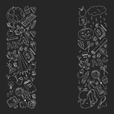 Çocuklar için internet çevrimiçi eğitim simgeleri.