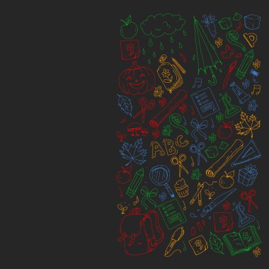 Çocuklar için internet çevrimiçi eğitim simgeleri.