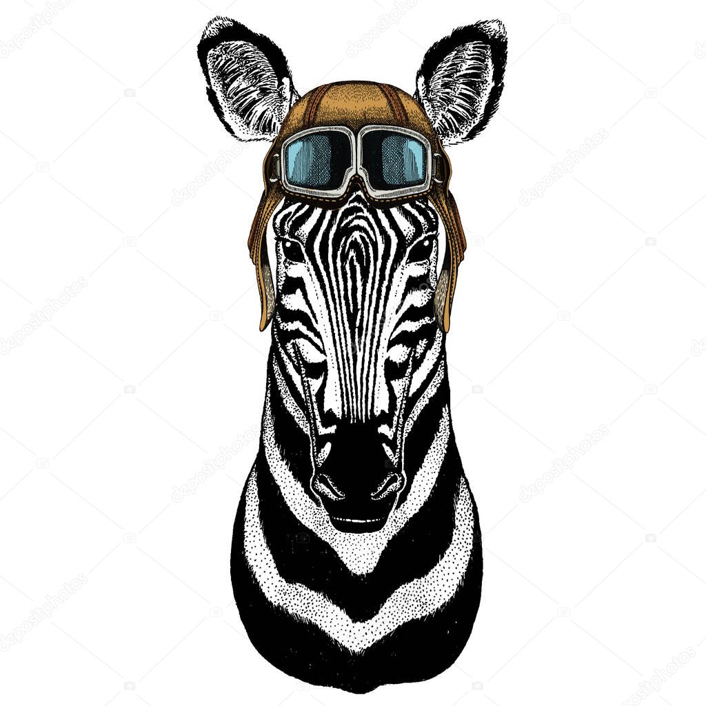 Vintage aviator helmet with googles.