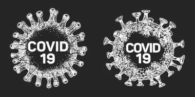 Coronavirus COVID-19. Virüs biyolojik tehlike uyarısı. Geleceksel arkaplan.