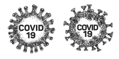 Coronavirus COVID-19. Virüs biyolojik tehlike uyarısı. Geleceksel arkaplan.