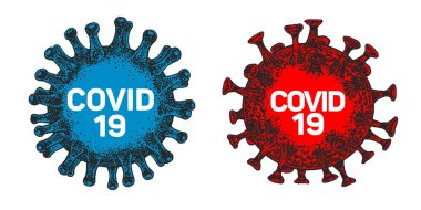 Coronavirus COVID-19. Virüs biyolojik tehlike uyarısı. Geleceksel arkaplan.