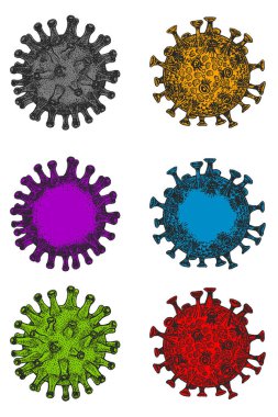 Coronavirus COVID-19. Virüs biyolojik tehlike uyarısı. Geleceksel arkaplan.