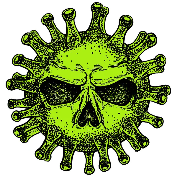 Konsep kreatif Virus Covid-19 dengan kematian dan tengkorak. Lindungi dirimu.. - Stok Vektor