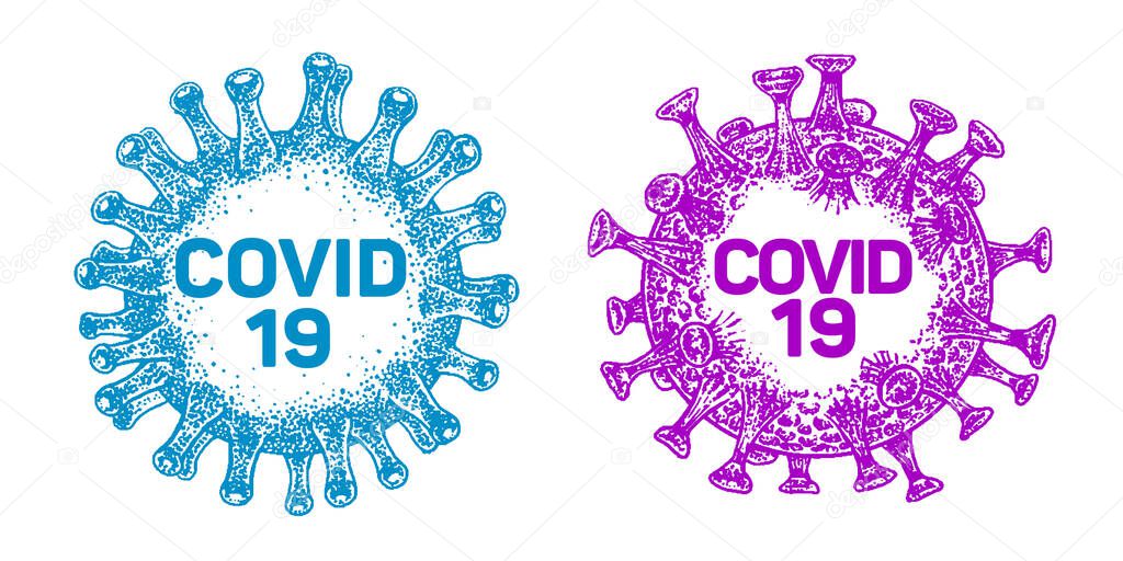 Coronavirus COVID-19. Virus biohazard warning. Futuristic background.