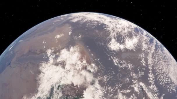 Zicht vanaf satelliet die over Planeet Aarde vliegt vanuit de ruimte 3D illustratie orbitaal zicht, onze planeet vanuit de baan. Elementen van deze afbeelding geleverd door NASA — Stockvideo