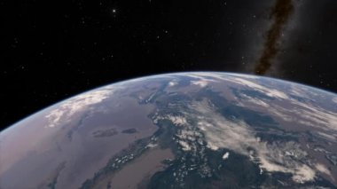 Gezegenimizin yörüngesinden, uzay 3 boyutlu çizim yörüngesinden Dünya 'nın üzerinden uçan uydudan görüntüyü alıyoruz. Bu görüntünün elementleri NASA tarafından desteklenmektedir