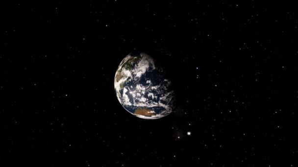 Zicht vanaf satelliet die over Planeet Aarde vliegt vanuit de ruimte 3D illustratie orbitaal zicht, onze planeet vanuit de baan. Elementen van deze afbeelding geleverd door NASA — Stockvideo