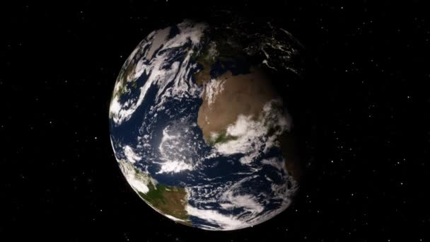 宇宙からの3Dイラスト軌道ビュー、軌道からの私達の惑星からの惑星地球上を飛んでいる衛星からの眺め。NASAによって提供されたこの画像の要素 — ストック動画