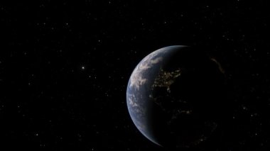 Gezegenimizin yörüngesinden, uzay 3 boyutlu çizim yörüngesinden Dünya 'nın üzerinden uçan uydudan görüntüyü alıyoruz. Bu görüntünün elementleri NASA tarafından desteklenmektedir