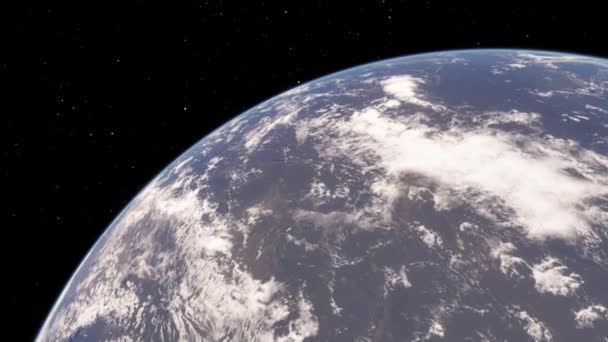 Θέα από δορυφόρο που πετά πάνω από τον πλανήτη Γη από το διάστημα 3D απεικόνιση τροχιακή άποψη, ο πλανήτης μας από την τροχιά. Στοιχεία αυτής της εικόνας που παρέχονται από τη NASA — Αρχείο Βίντεο