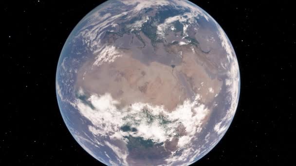 宇宙からの3Dイラスト軌道ビュー、軌道からの私達の惑星からの惑星地球上を飛んでいる衛星からの眺め。NASAによって提供されたこの画像の要素 — ストック動画