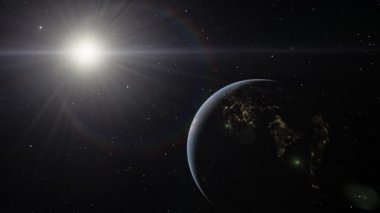 Gezegenimizin yörüngesinden, uzay 3 boyutlu çizim yörüngesinden Dünya 'nın üzerinden uçan uydudan görüntüyü alıyoruz. Bu görüntünün elementleri NASA tarafından desteklenmektedir