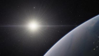 Gezegenimizin yörüngesinden, uzay 3 boyutlu çizim yörüngesinden Dünya 'nın üzerinden uçan uydudan görüntüyü alıyoruz. Bu görüntünün elementleri NASA tarafından desteklenmektedir