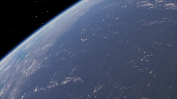 Вид со спутника, летящего над планетой Земля с космической 3D иллюстрации орбитальный вид, наша планета с орбиты. Элементы этого изображения предоставлены НАСА — стоковое видео